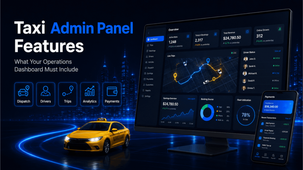 Taxi admin panel features